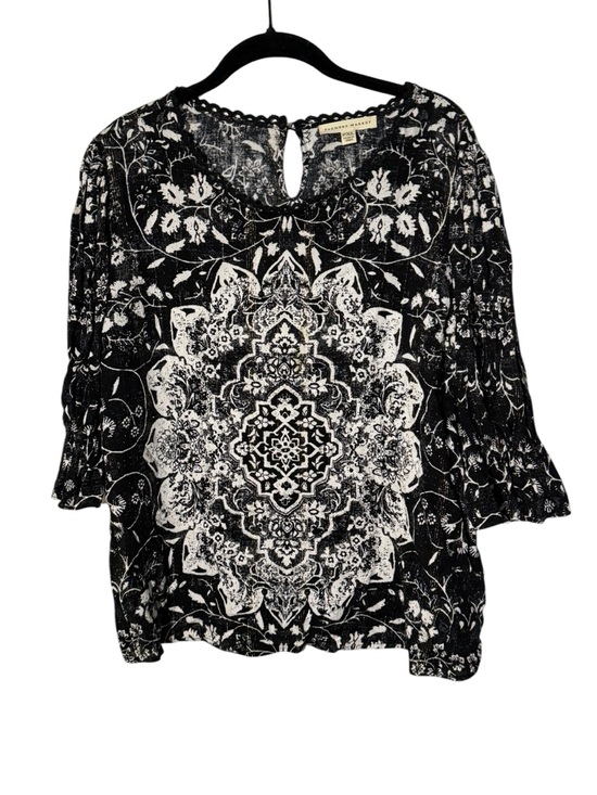 Tops - Farmers Market Size Petite XL Black Paisley Floral Print Top